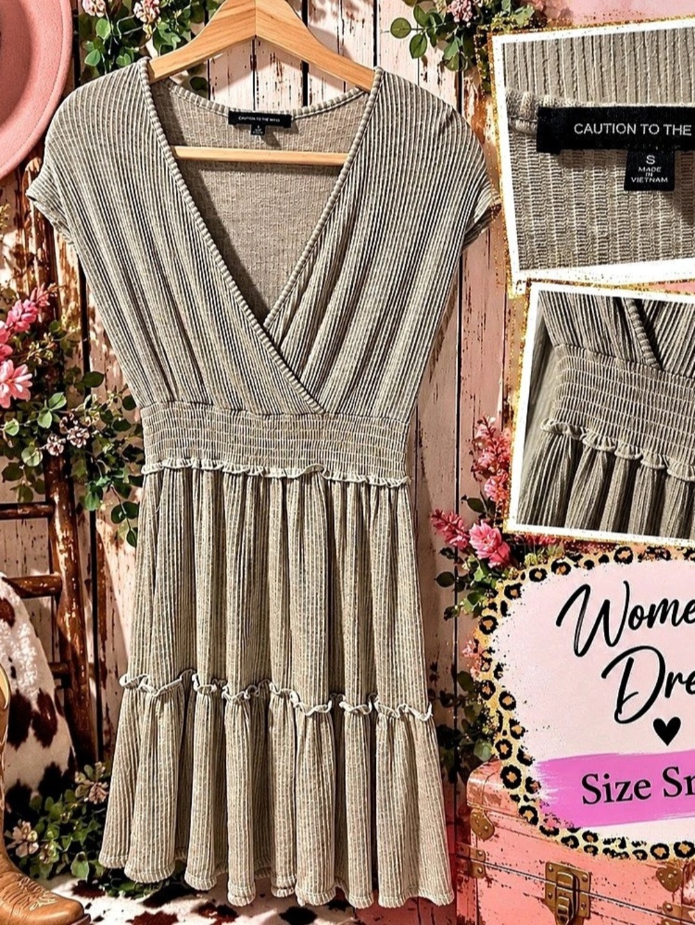 Caution to the Wind Women'Small Tiered Midi Dress Size Small Like New